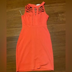 Bright orange going out mini dress size small (stretchy fabric)